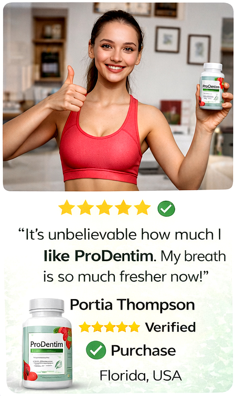 ProDentim user testimonial reporting fresher breath and better oral hygiene